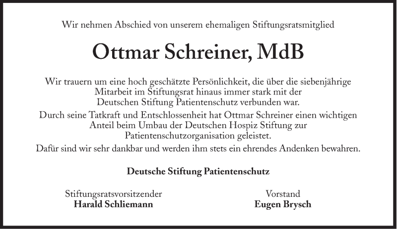  Traueranzeige für Ottmar Schreiner vom 09.04.2013 aus Süddeutsche Zeitung