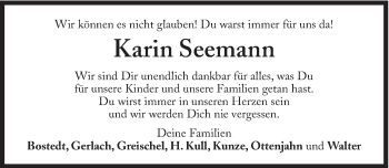 Traueranzeige von Karin Seemann von Süddeutsche Zeitung