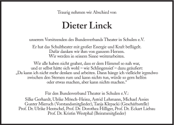 Traueranzeige von Dieter Linck von Süddeutsche Zeitung