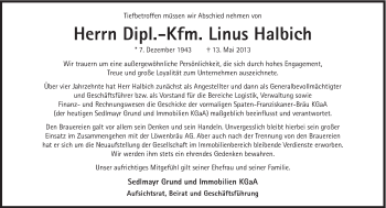 Traueranzeige von Linus Halbich von Süddeutsche Zeitung
