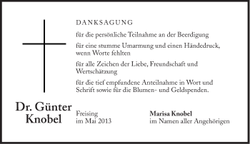 Traueranzeige von Günter Knobel von Süddeutsche Zeitung