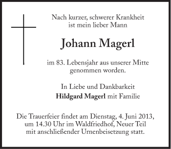 Traueranzeige von Johann Magerl von Süddeutsche Zeitung