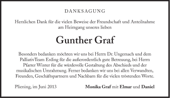 Traueranzeige von Gunther Graf von Süddeutsche Zeitung