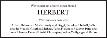 Traueranzeige von Herbert  von Süddeutsche Zeitung