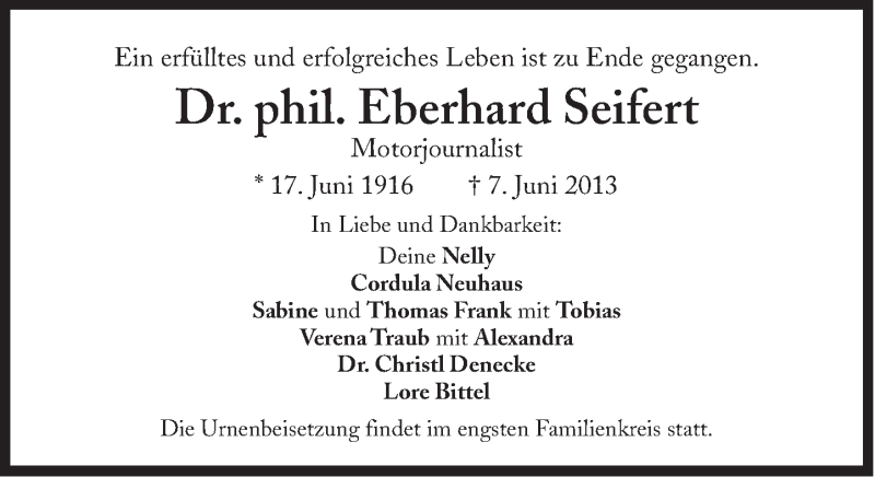  Traueranzeige für Eberhard Seifert vom 15.06.2013 aus Süddeutsche Zeitung