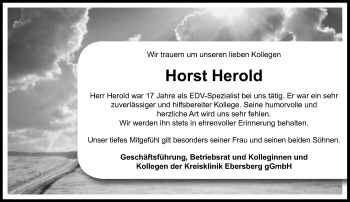 Traueranzeige von Horst Herold von Süddeutsche Zeitung