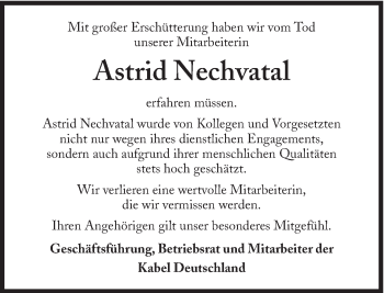 Traueranzeige von Astrid Nechvatal von Süddeutsche Zeitung