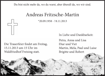 Traueranzeige von Andreas Fritzsche-Martin von Süddeutsche Zeitung