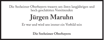 Traueranzeige von Jürgen Maruhn von Süddeutsche Zeitung