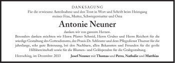 Traueranzeige von Antonie Neuner von Süddeutsche Zeitung