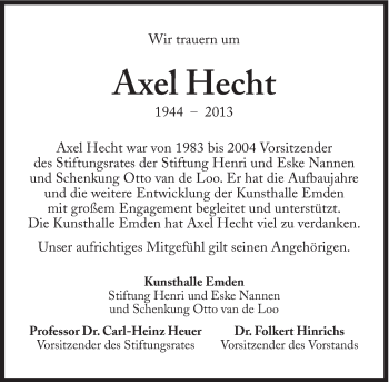 Traueranzeige von Axel Hecht von Süddeutsche Zeitung