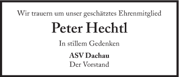 Traueranzeige von Peter Hechtl von Süddeutsche Zeitung