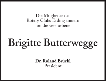 Traueranzeige von Brigitte Butterwegge von Süddeutsche Zeitung