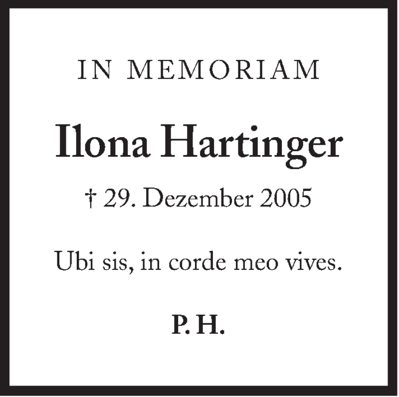 Traueranzeige für Ilona Hartinger vom 28.12.2013 aus Süddeutsche Zeitung