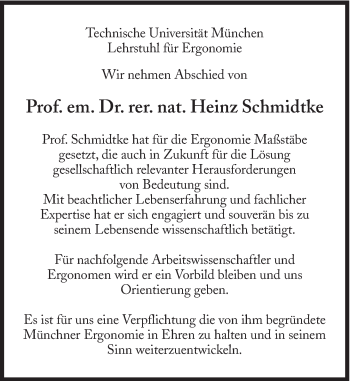 Traueranzeige von Heinz Schmidtke von Süddeutsche Zeitung