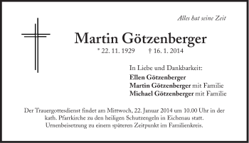 Traueranzeige von Martin Götzenberger von Süddeutsche Zeitung