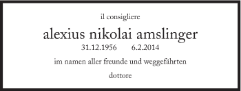 Traueranzeige von Alexius Nikolai Amslinger von Süddeutsche Zeitung
