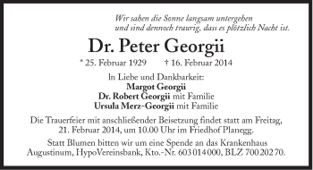 Traueranzeige von Peter Georgii von Süddeutsche Zeitung