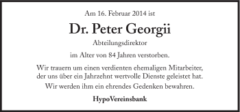 Traueranzeige von Peter Georgii von Süddeutsche Zeitung