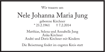 Traueranzeige von Nele Johanna Maria Jung von Süddeutsche Zeitung
