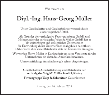 Traueranzeige von Hans-Georg Müller von Süddeutsche Zeitung