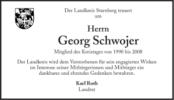 Traueranzeige von Georg Schwojer von Süddeutsche Zeitung