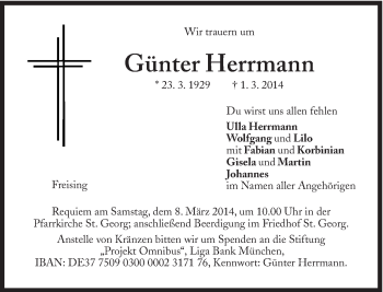 Traueranzeige von Günter Herrmann von Süddeutsche Zeitung
