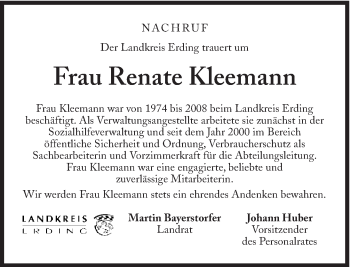 Traueranzeige von Renate Kleemann von Süddeutsche Zeitung