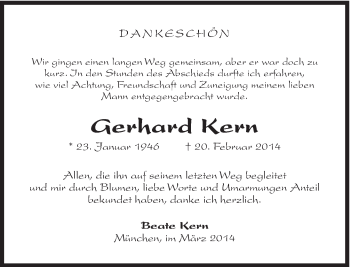Traueranzeige von Gerhard Kern von Süddeutsche Zeitung