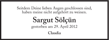 Traueranzeige von Sargut Sökün von Süddeutsche Zeitung