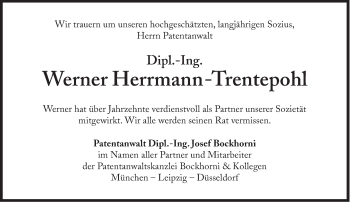 Traueranzeige von Werner Herrmann-Trentepohl von Süddeutsche Zeitung