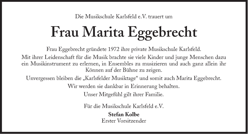  Traueranzeige für Marita Eggebrecht vom 04.04.2014 aus Süddeutsche Zeitung