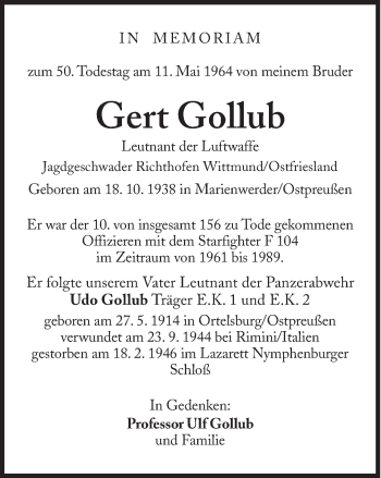 Traueranzeige von Gert Gollub von Süddeutsche Zeitung