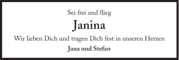 Traueranzeige von Janina  von Süddeutsche Zeitung