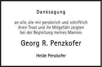 Traueranzeige von Georg Penzkofer von Süddeutsche Zeitung