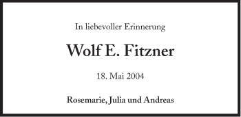 Traueranzeige von Wolf E. Fitzner von Süddeutsche Zeitung