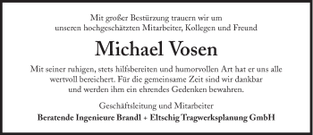 Traueranzeige von Michael Vosen von Süddeutsche Zeitung