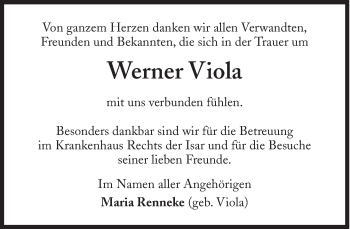 Traueranzeige von Werner Viola von Süddeutsche Zeitung