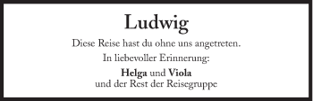 Traueranzeige von Ludwig  von Süddeutsche Zeitung