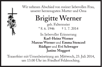 Traueranzeige von Brigitte Werner von Süddeutsche Zeitung