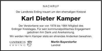 Traueranzeige von Karl Dieter Kamper von Süddeutsche Zeitung