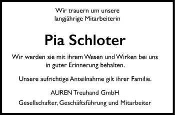 Traueranzeige von Pia Schloter von Süddeutsche Zeitung