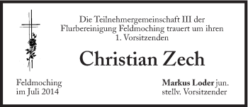 Traueranzeige von Christian Zech von Süddeutsche Zeitung