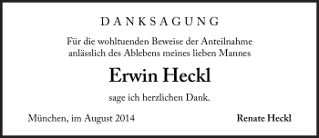 Traueranzeige von Erwin  Heckl von Süddeutsche Zeitung