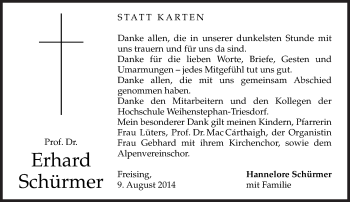 Traueranzeige von Erhard Schürmer von Süddeutsche Zeitung