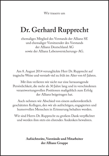Traueranzeige von Gerhard Rupprecht von Süddeutsche Zeitung