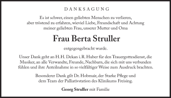 Traueranzeige von Berta Struller von Süddeutsche Zeitung