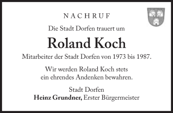 Traueranzeige von Roland Koch von Süddeutsche Zeitung