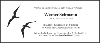 Traueranzeige von Werner Seltmann von Süddeutsche Zeitung