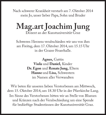 Traueranzeige von Joachim Jung von Süddeutsche Zeitung